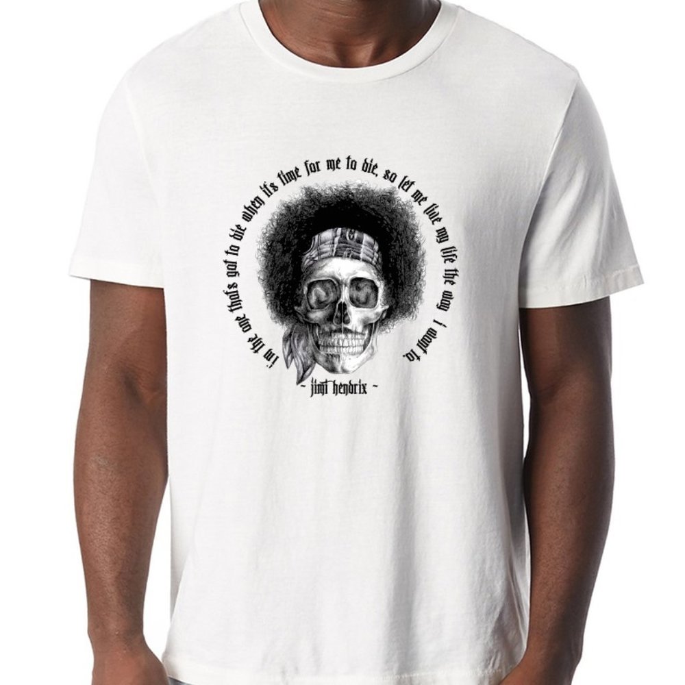 Men's Jimi Skull Graphics T Shirts - White
